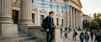 Студент с тубусом и рюкзаком на ступенях университета с вопросом об алиментах после 18 лет