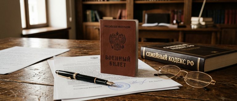 Военный билет и Семейный кодекс РФ на рабочем столе