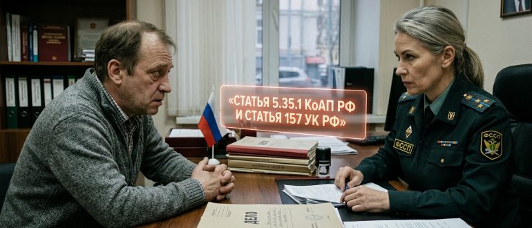 Мужчина у судебного пристава на допросе по поводу неуплаты алиментов